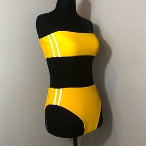 Yellow 2-piece high-waisted swimsuit